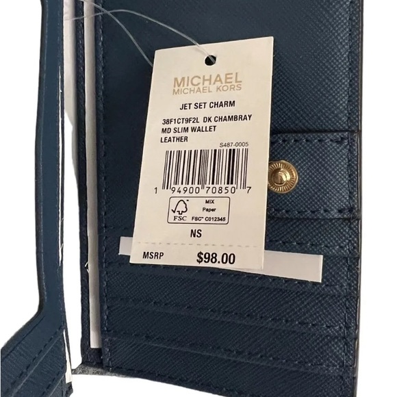 Michael Kors Jet Set Charm Medium Saffiano Leather Wallet (DK CHAMBRAY) - Picture 3 of 12